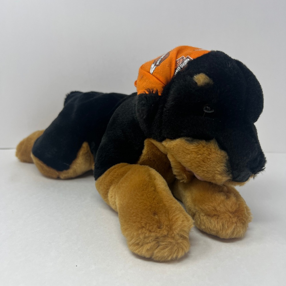Harley Davidson Rottweiler‎ Plush Medium Black Tan 2003 Bandana Dog Weighted